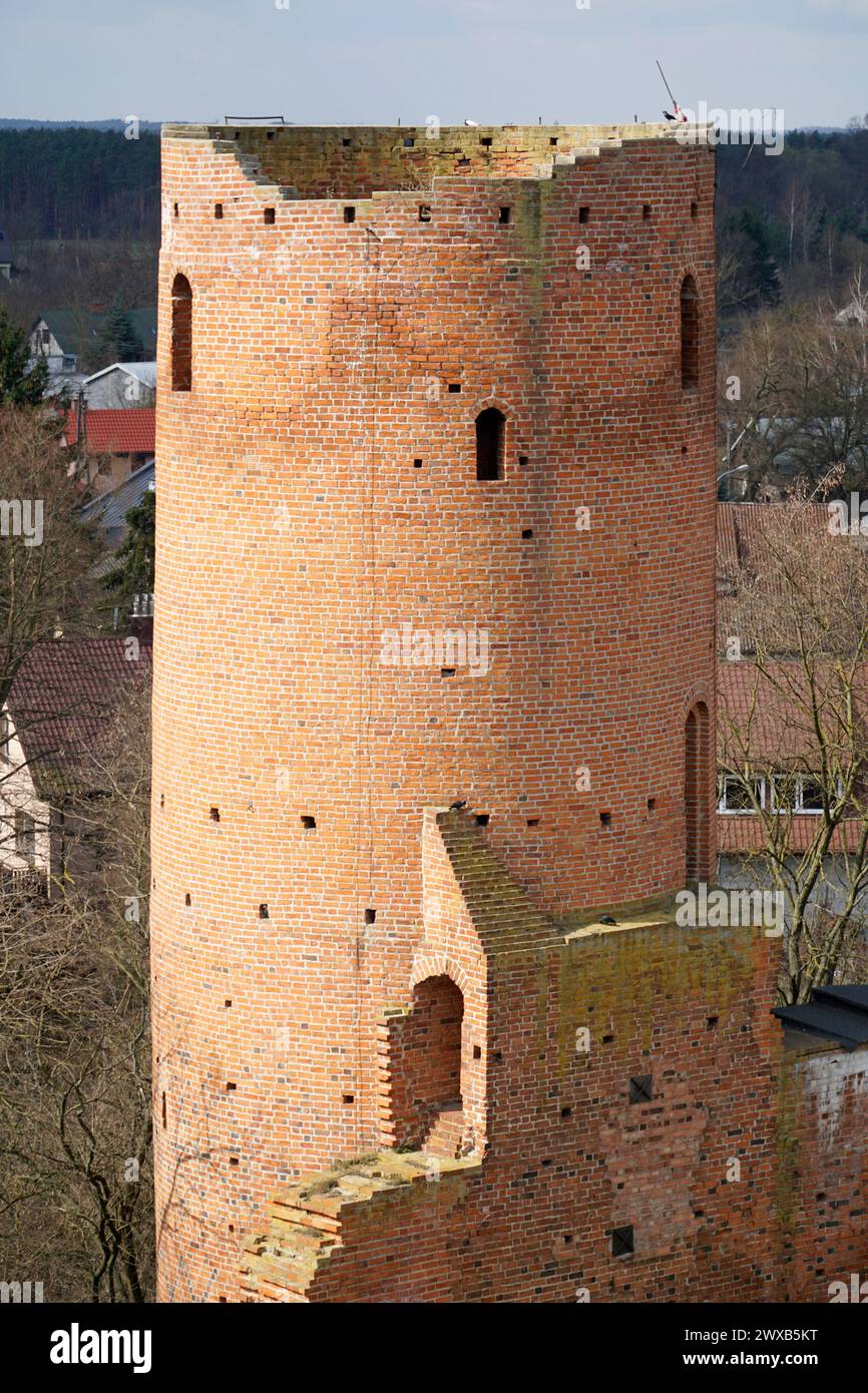 Czersk, Polen - 24. März 2024 - Rundturm auf der Burg Masowischer Herzöge Stockfoto