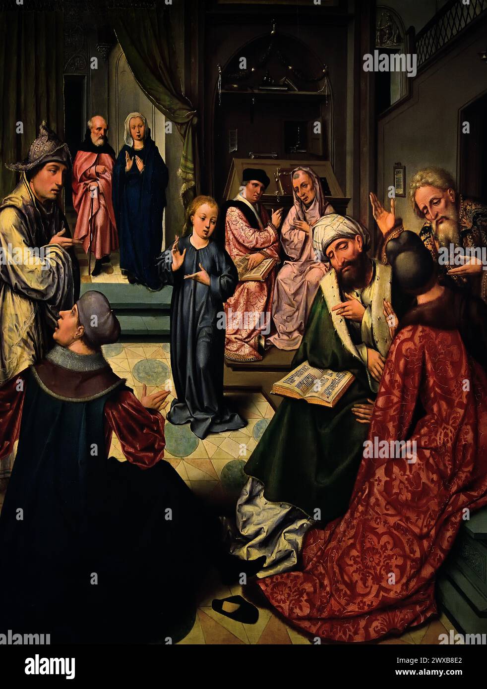 Zwölfjähriger Jesus im Tempel (Tafel) Meister des Museums 1518 1515 Mayer van den Bergh, Antwerpen, Belgien, Belgien. Stockfoto