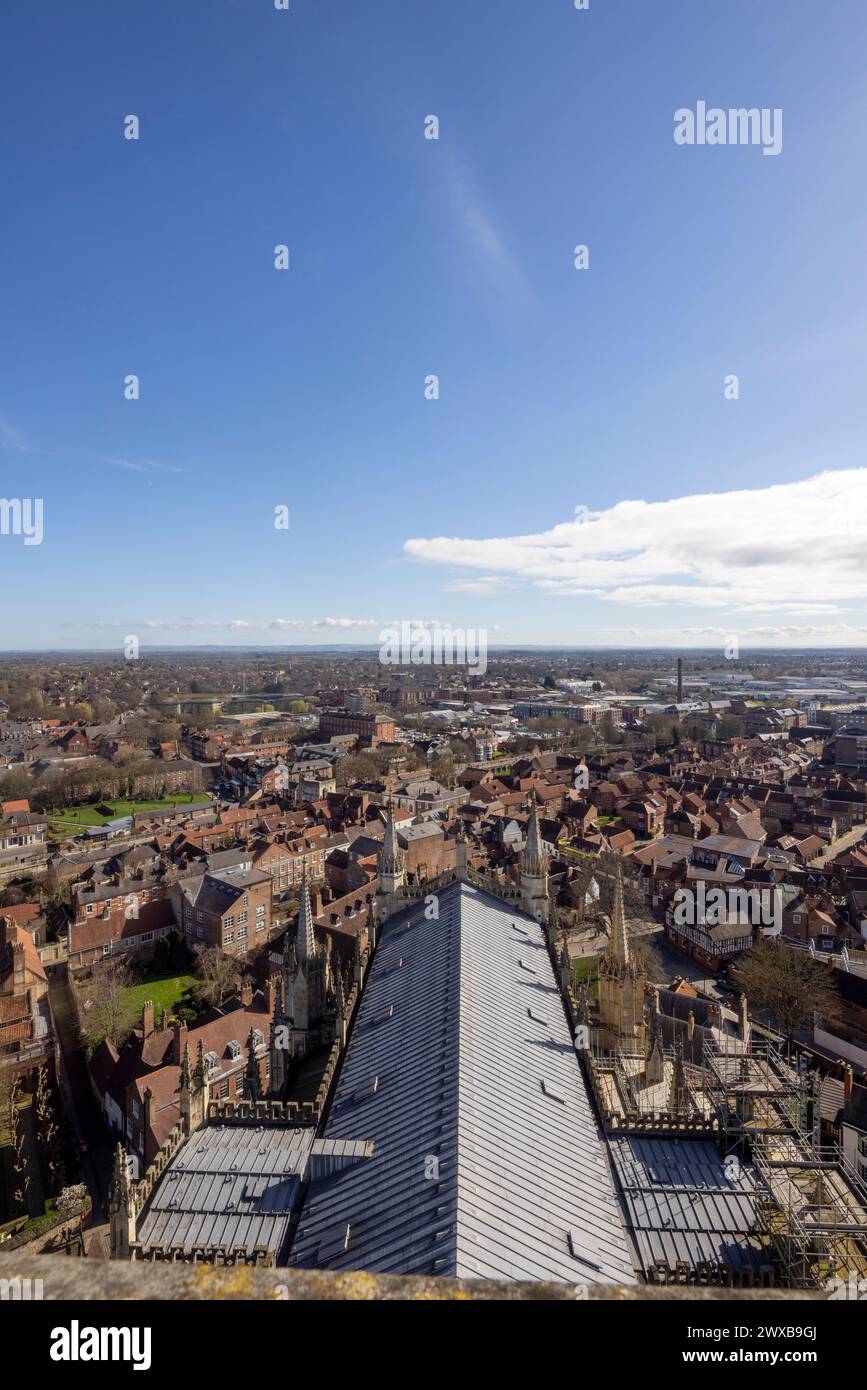Blick auf die Stadt York mit Blick auf den Chor York Minster, England Stockfoto