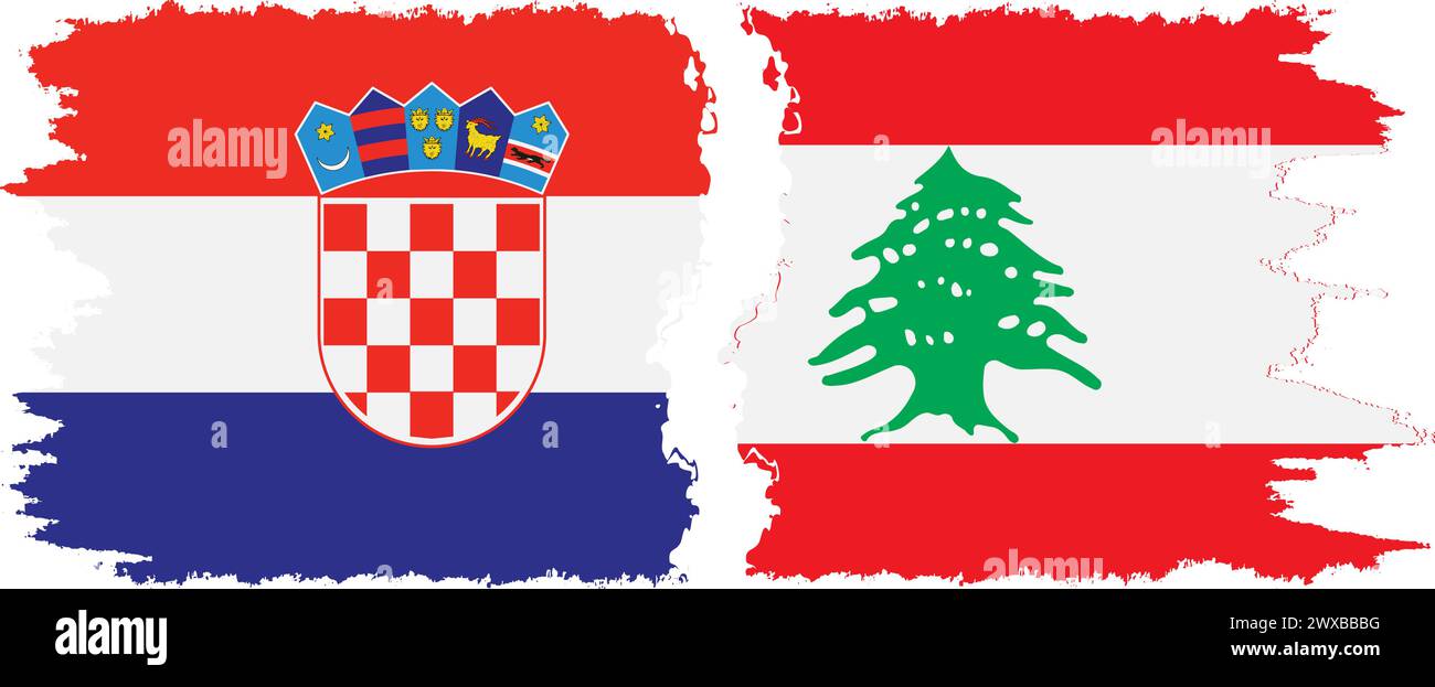 Libanon und Kroatien Grunge Flaggen Verbindung, Vektor Stock Vektor