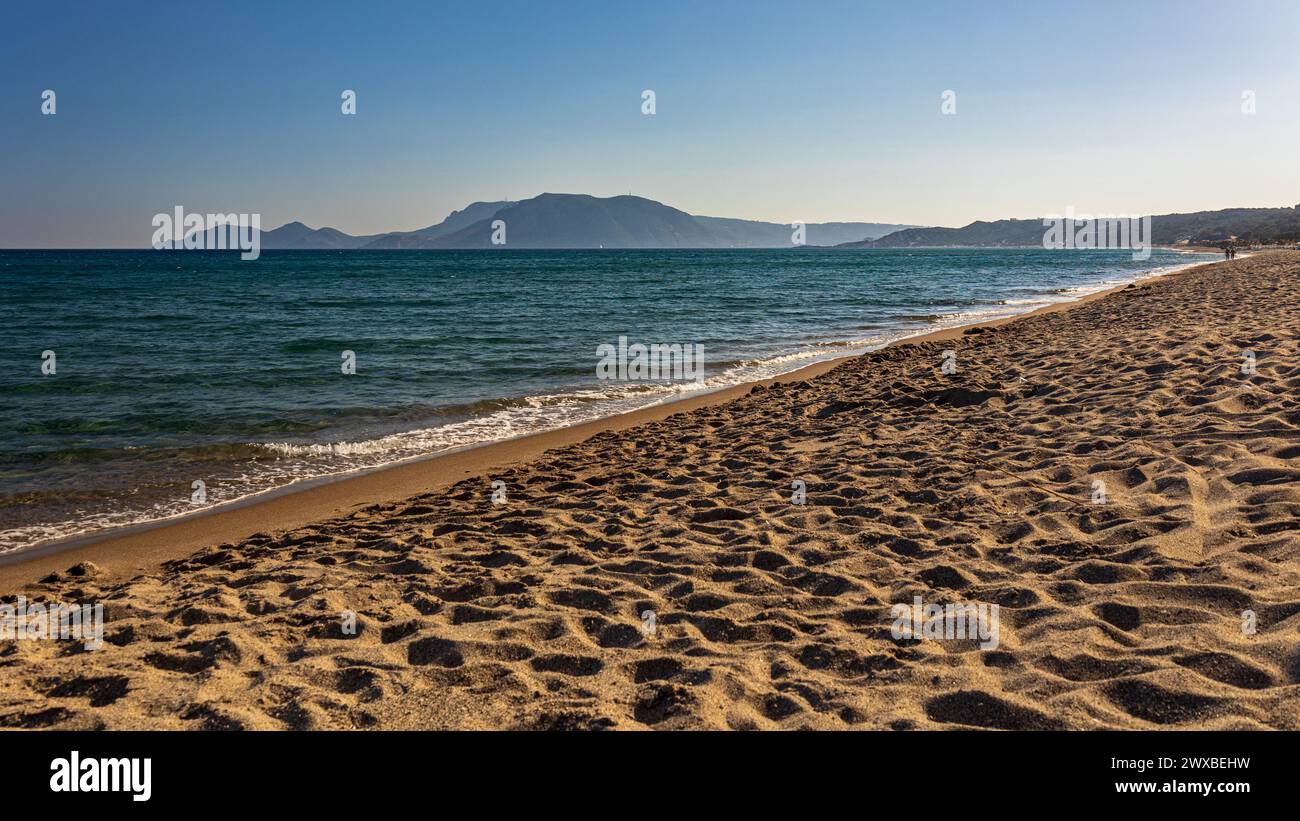 Schöner Nachmittag am Strand auf der insel kos, griechenland Stockfoto