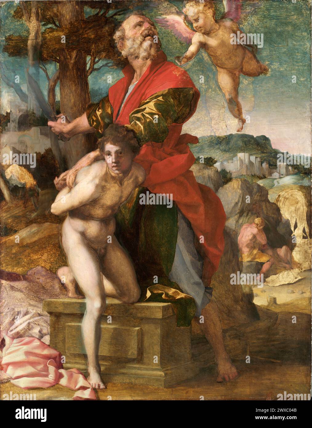 Das Opfer von Isaak. Andrea del Sarto. c. 1527. Stockfoto