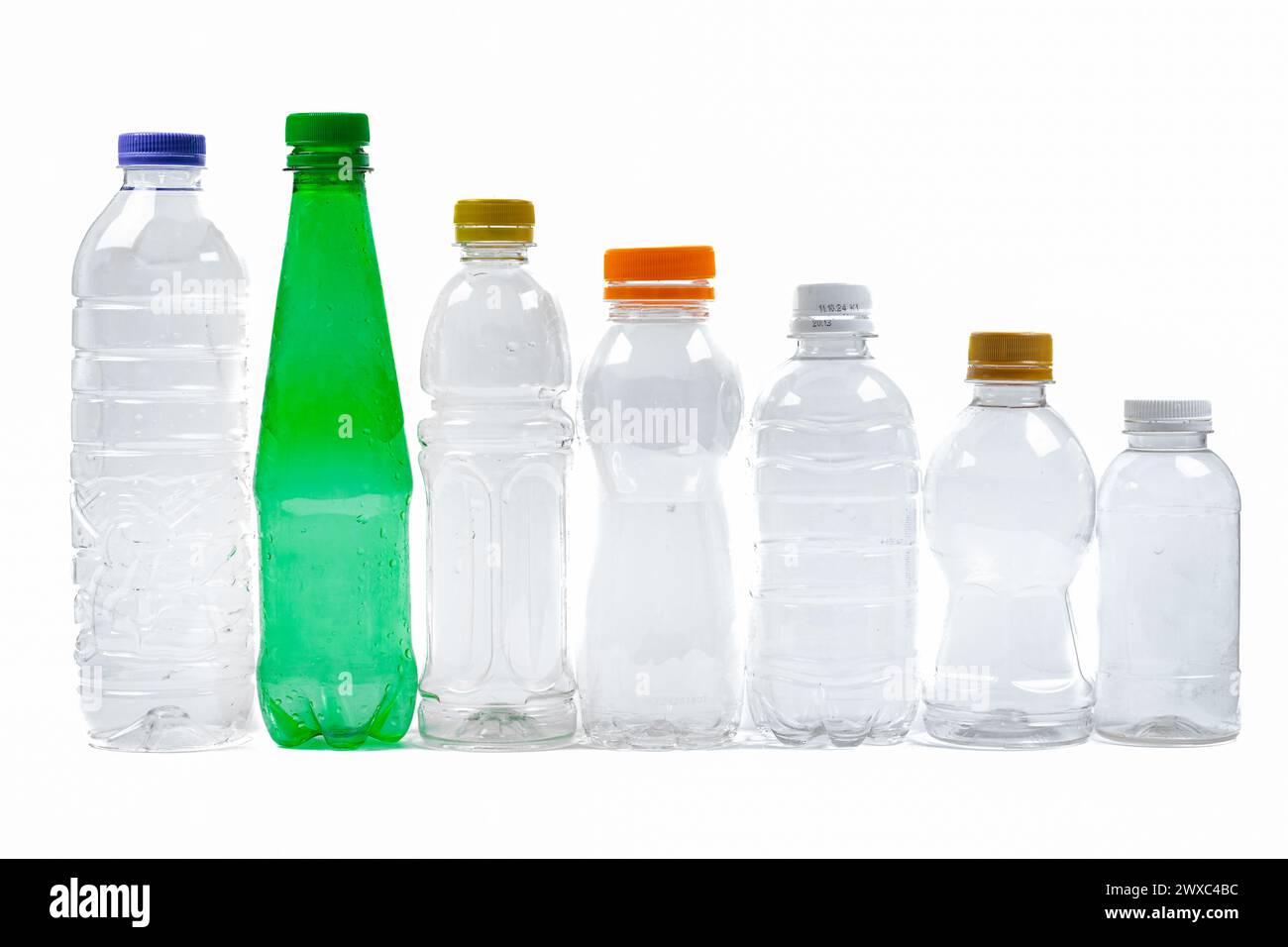 Sammlung der Kunststoffflasche isoliert auf weißem Hintergrund Stockfoto