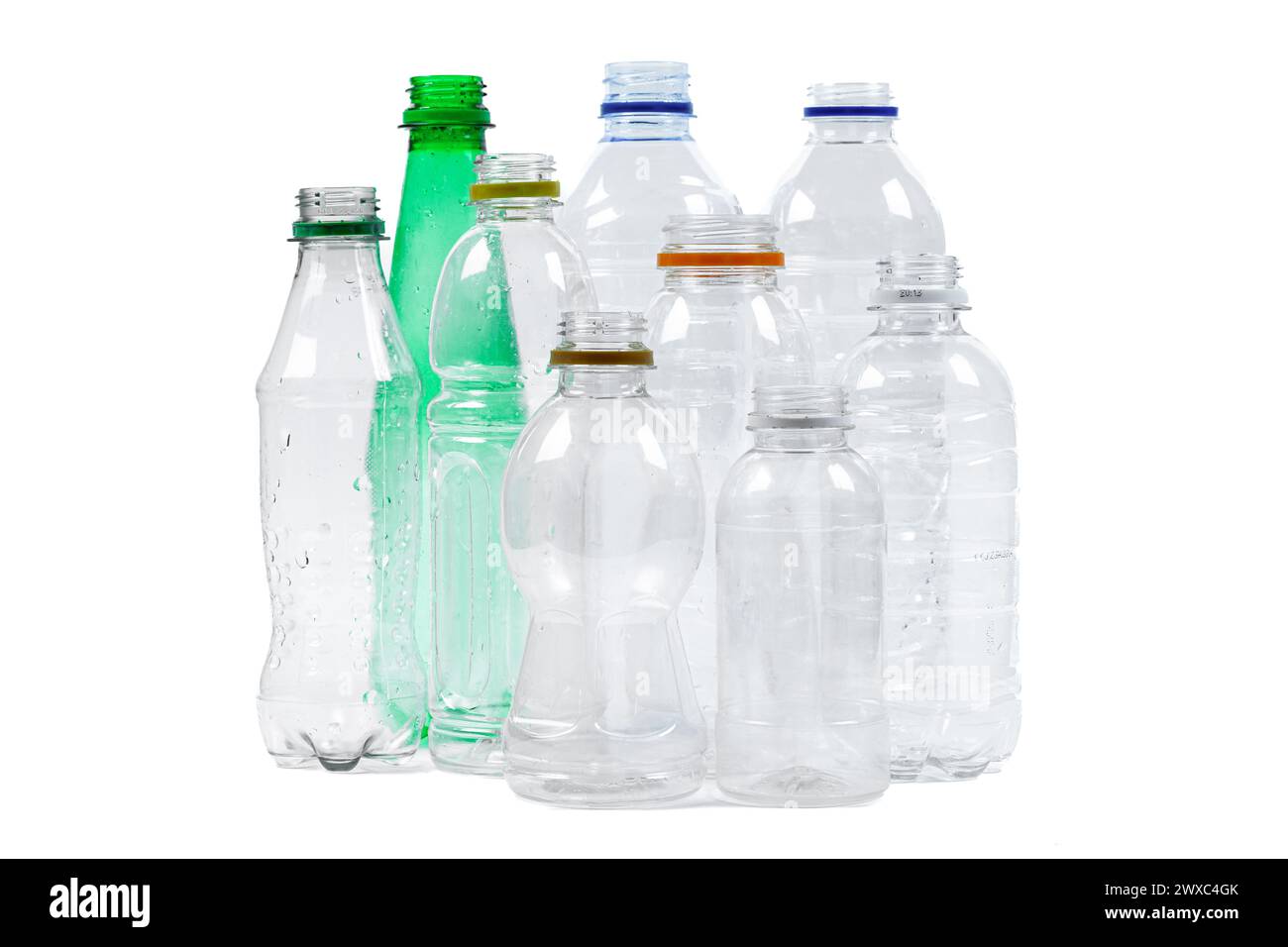 Sammlung der Kunststoffflasche isoliert auf weißem Hintergrund Stockfoto