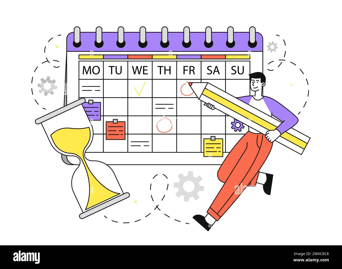 Mann mit Planungsvektorkritzelei Stock Vektor