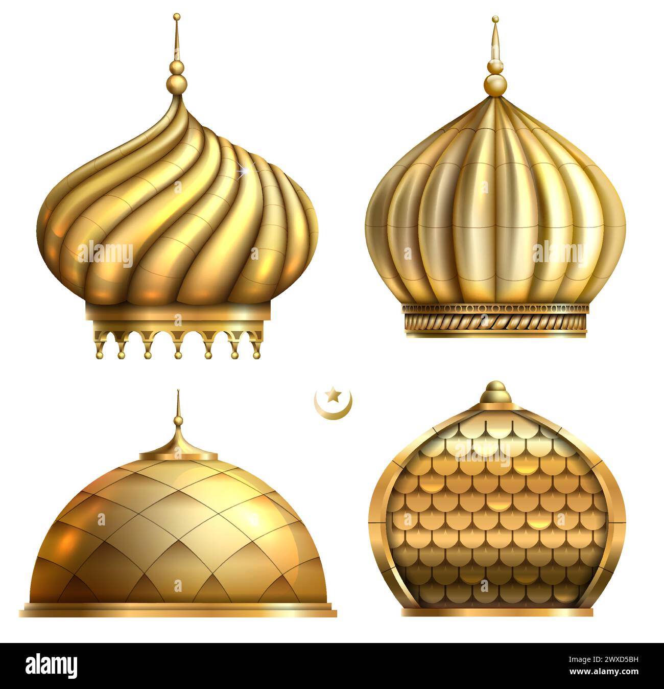 Set aus orientalischen goldenen Kuppeln Stock Vektor