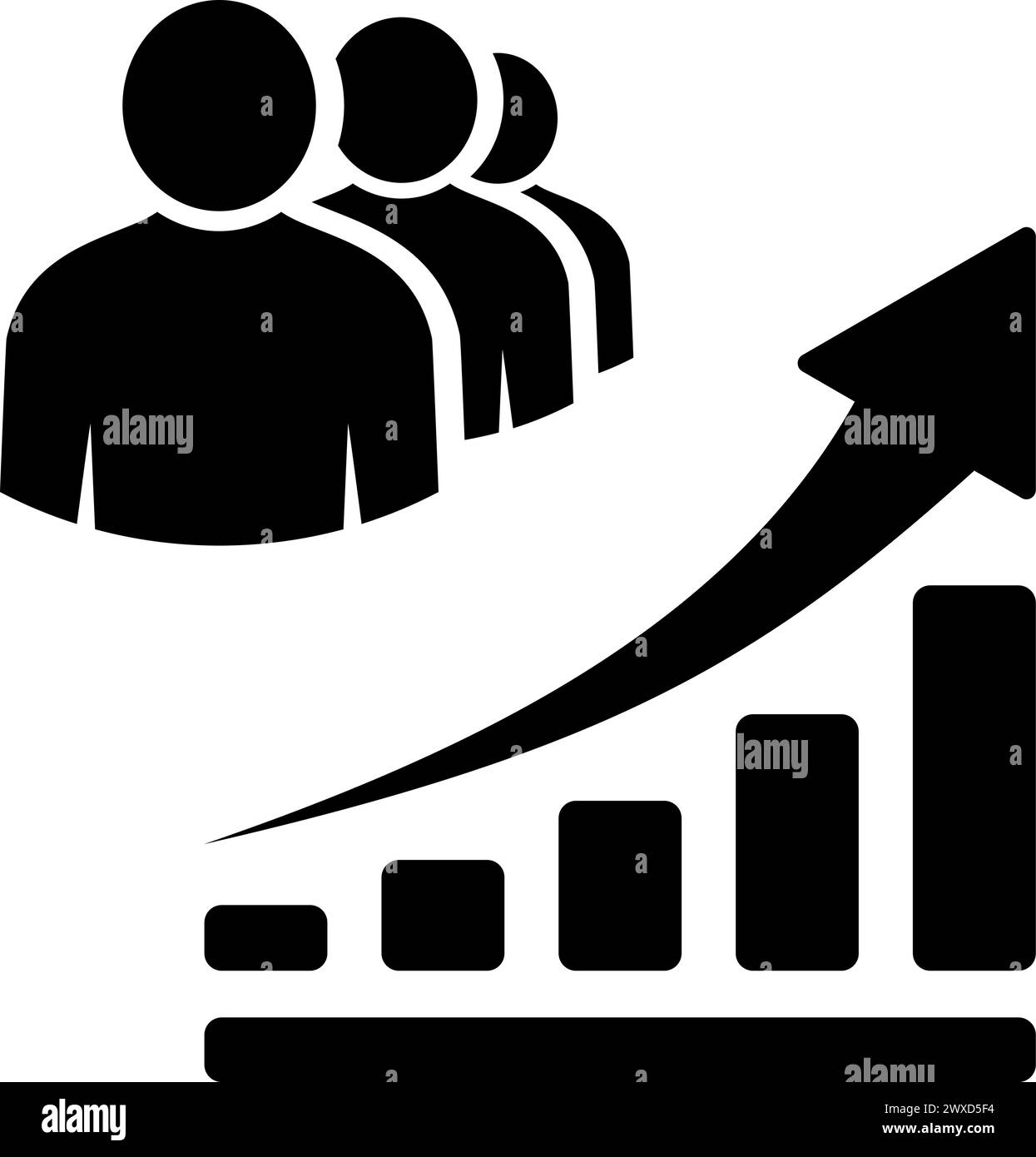 Wachsendes Balkendiagramm-Symbol für Webvorlagen, Websites oder mobile Apps Stock Vektor