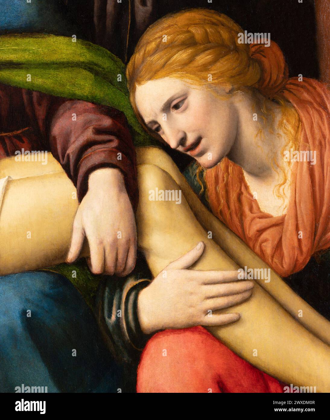 MAILAND, ITALIEN - 7. MÄRZ 2024: Das Detail der Renaissancemalerei der Ablagerung Christi - Cappella della Passione in San Giorgio in der Kirche Palazo Stockfoto