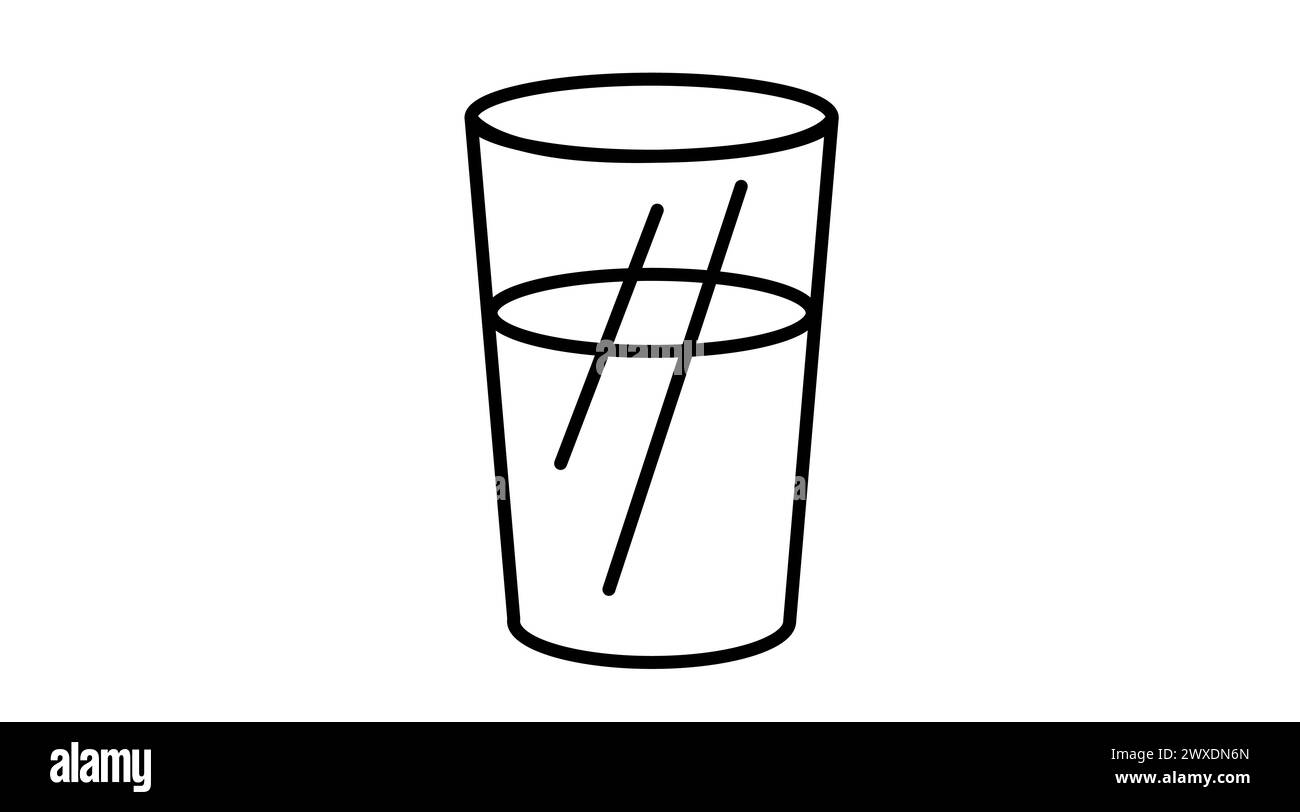 Wasserglas-Symbol. Isolierte bearbeitbare Vektor-Schwarzweiß-Illustration Stock Vektor