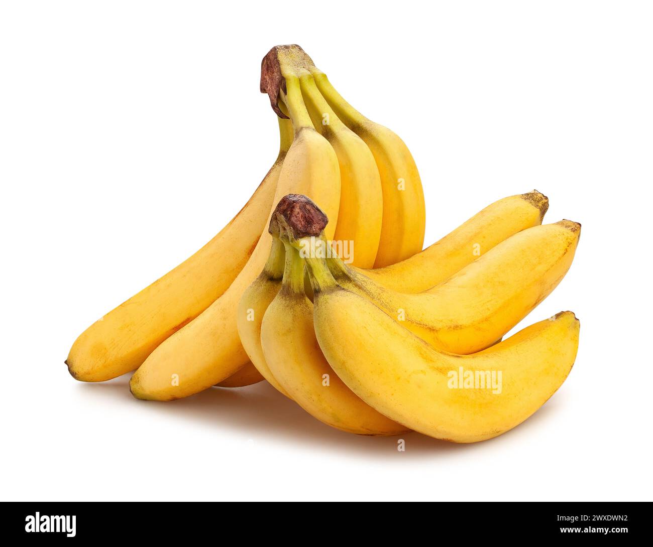 Bananenbündel Pfad isoliert auf weiß Stockfoto