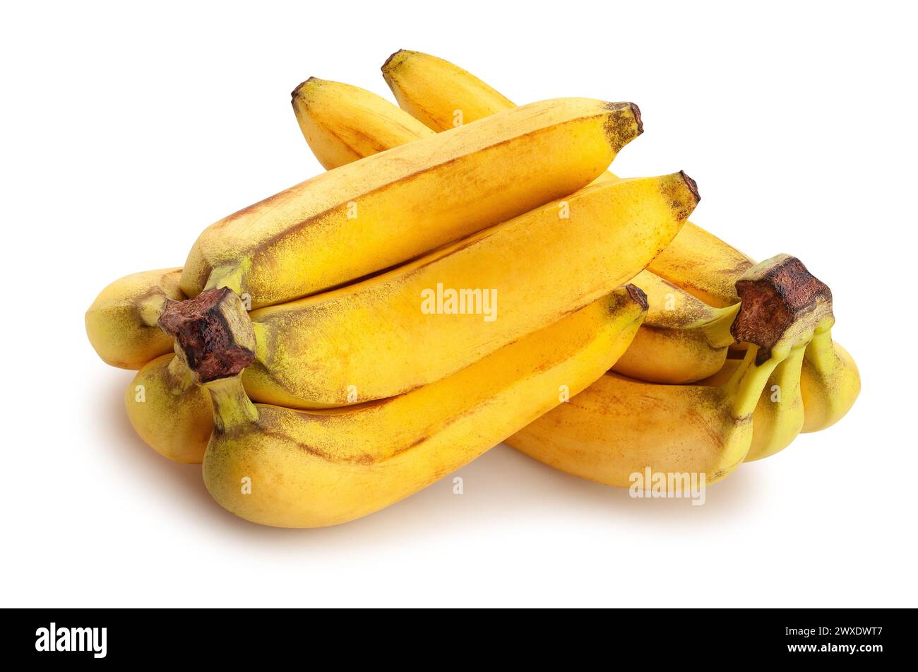 Bananenbündel Pfad isoliert auf weiß Stockfoto