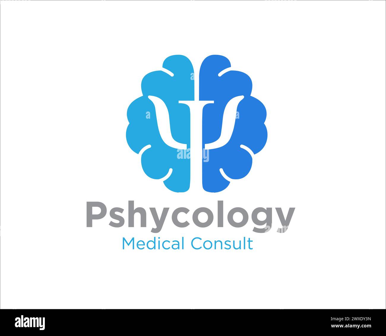 Brain- und Psychologie-Logodesigns für den medizinischen Dienst Stock Vektor