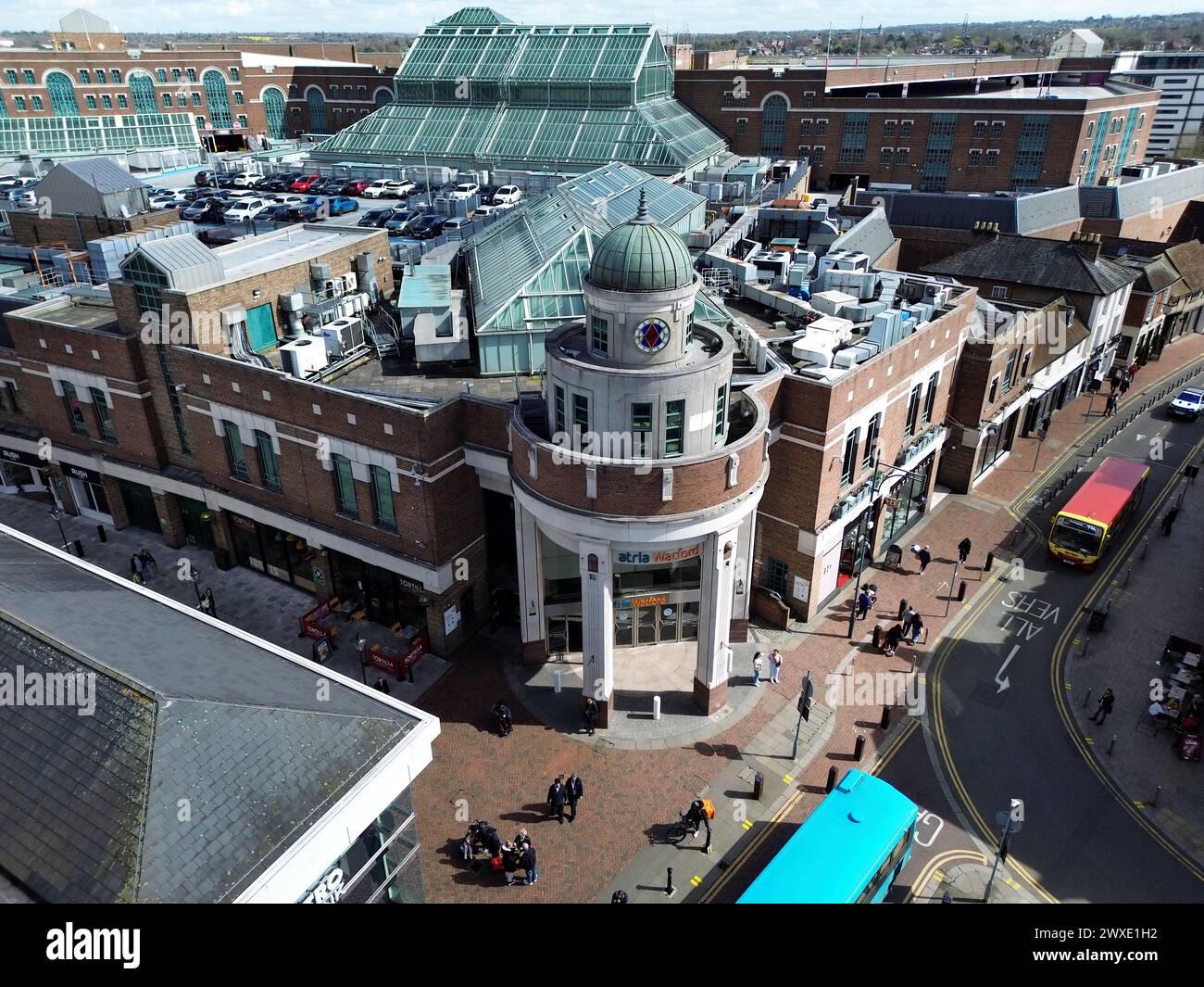 Atria Shopping Centre aus der Vogelperspektive Stockfoto