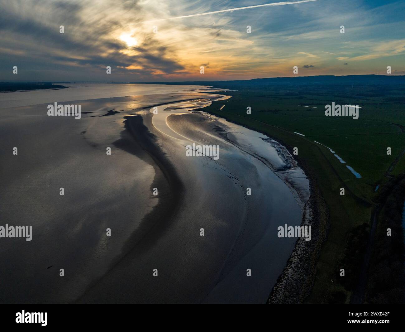 Abend im Lydney Harbour, Forest of Dean, Gloucestershire. Stockfoto