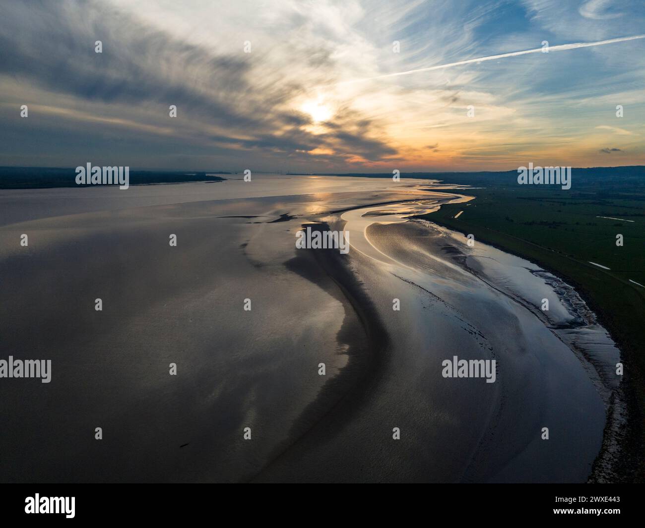 Abend im Lydney Harbour, Forest of Dean, Gloucestershire. Stockfoto