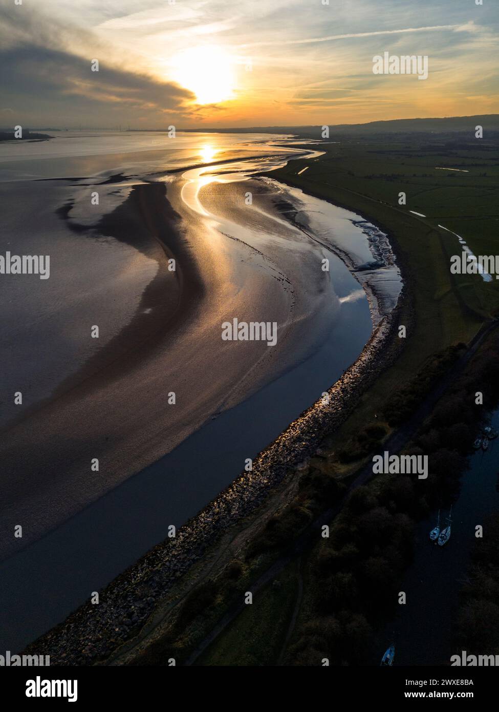 Abend im Lydney Harbour, Forest of Dean, Gloucestershire. Stockfoto