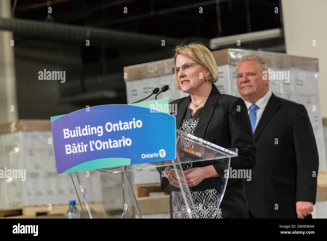 Stellvertretende Premierministerin von Ontario Sylvia Jones spricht bei Pressekonferenz Stockfoto