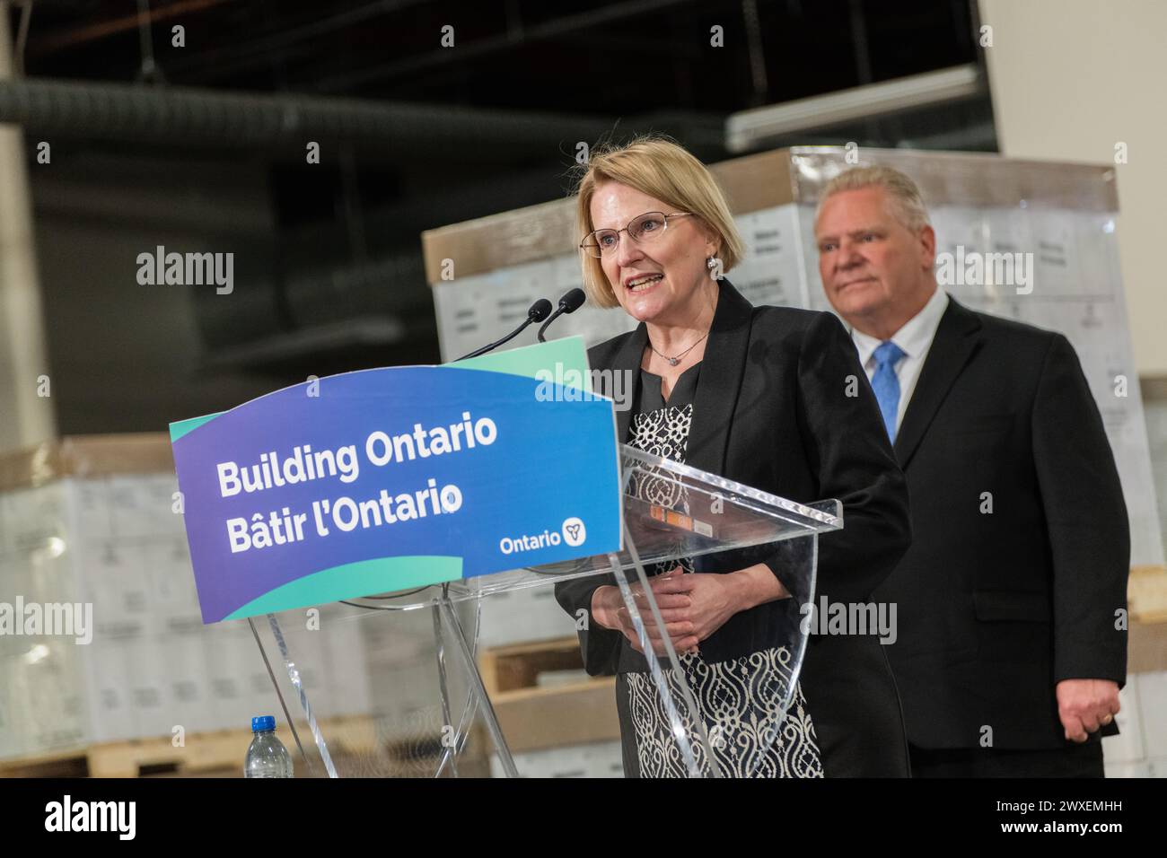 Stellvertretende Premierministerin von Ontario Sylvia Jones spricht bei Pressekonferenz Stockfoto