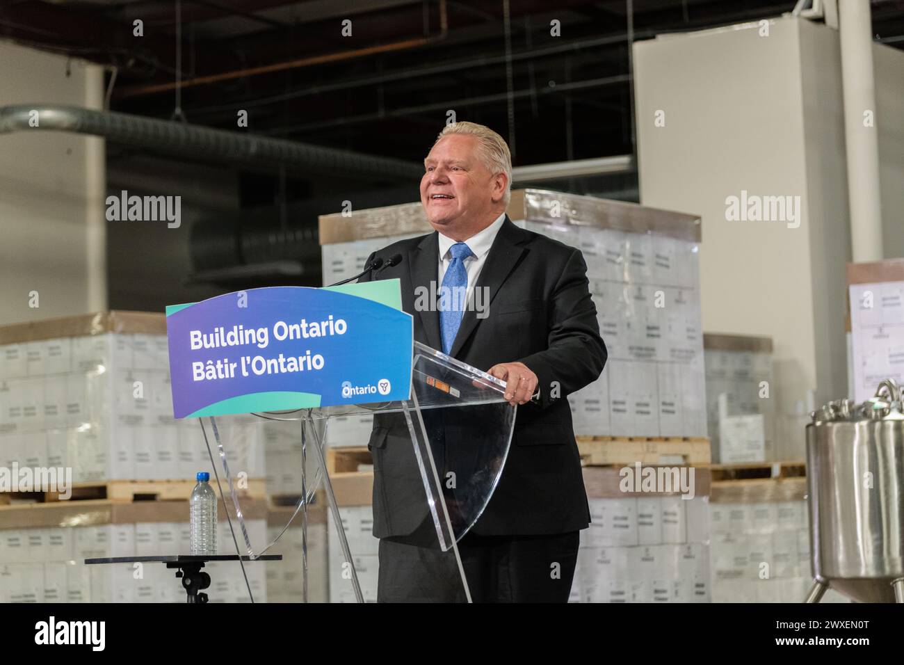 Premierminister Doug Ford der Regierung von Ontario spricht auf einer Pressekonferenz Stockfoto