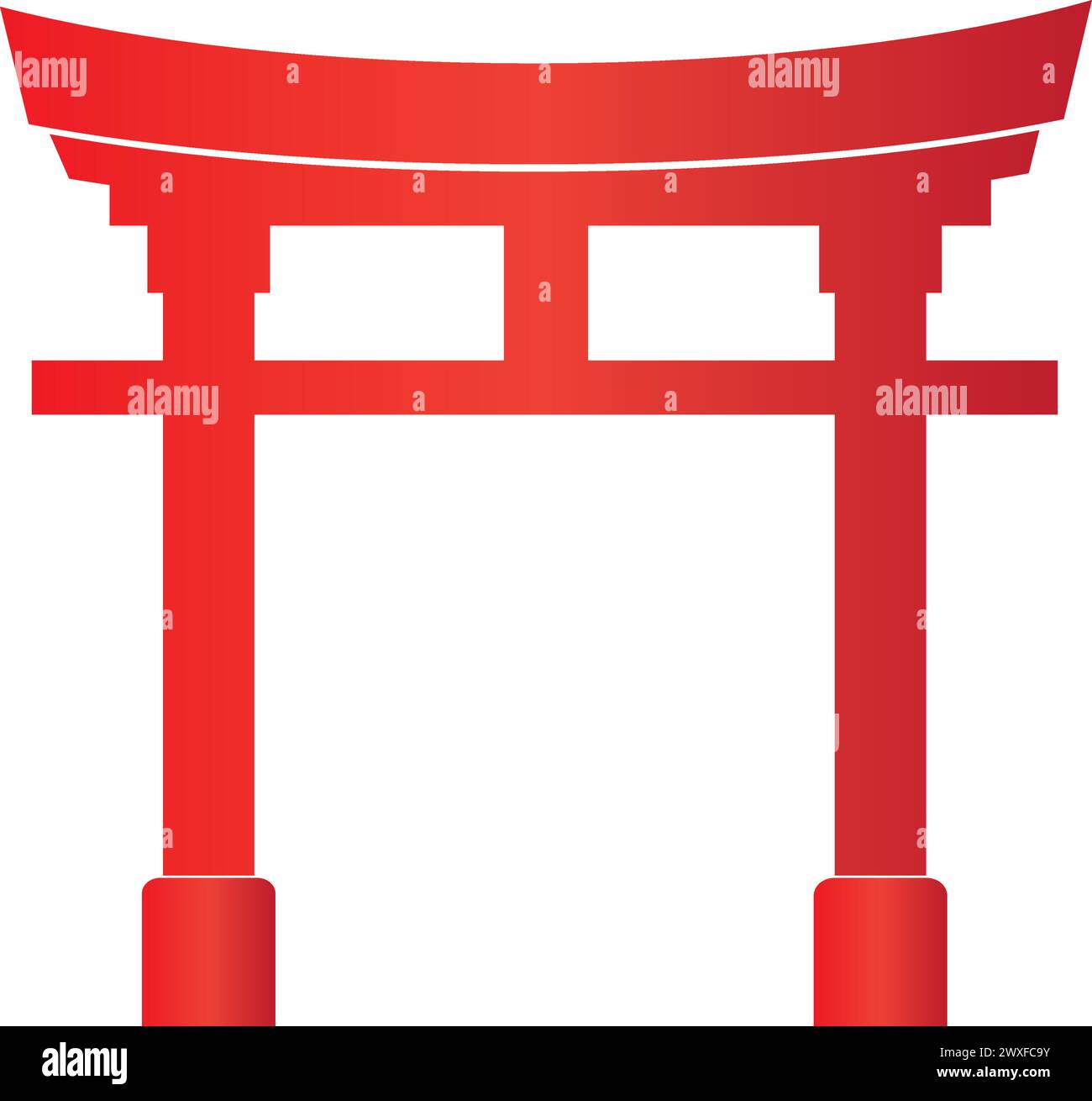 Torii-Gate-Symbol, Symbol der japanischen Zivilisation, Konstruktionsvorlage für Vektorzeichnungen Stock Vektor