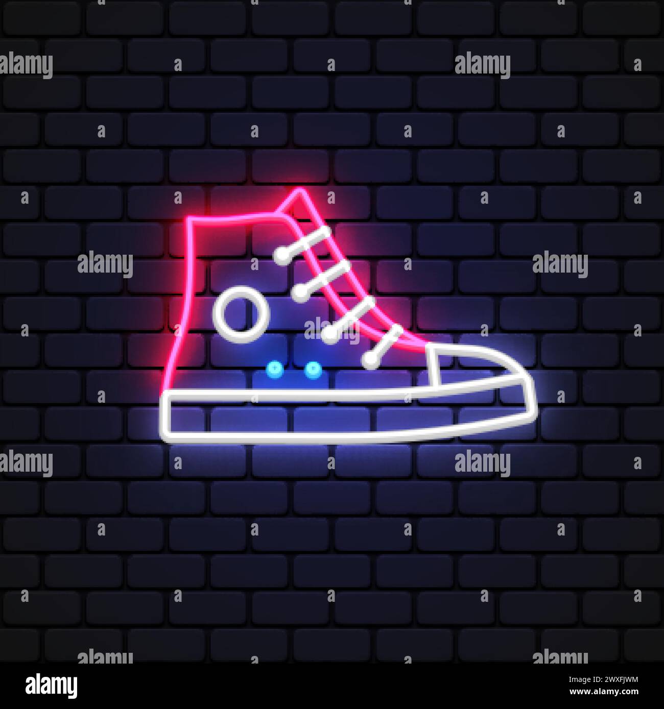 Turnschuhe in Neonfarben im Line-Art-Stil auf hellem Hintergrund. Vektorabbildung Stock Vektor