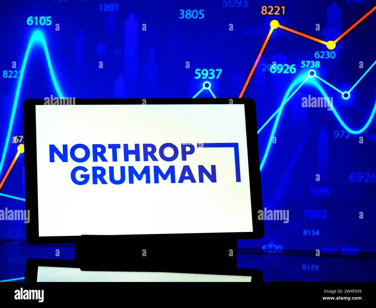 Deutschland. 30. März 2024. In dieser Abbildung ist ein Logo der Northrop Grumman Corporation (Northrop Grumman) auf einem Tablet zu sehen. (Foto von Igor Golovniov/SOPA Images/SIPA USA) *** ausschließlich für redaktionelle Nachrichten *** Credit: SIPA USA/Alamy Live News Stockfoto