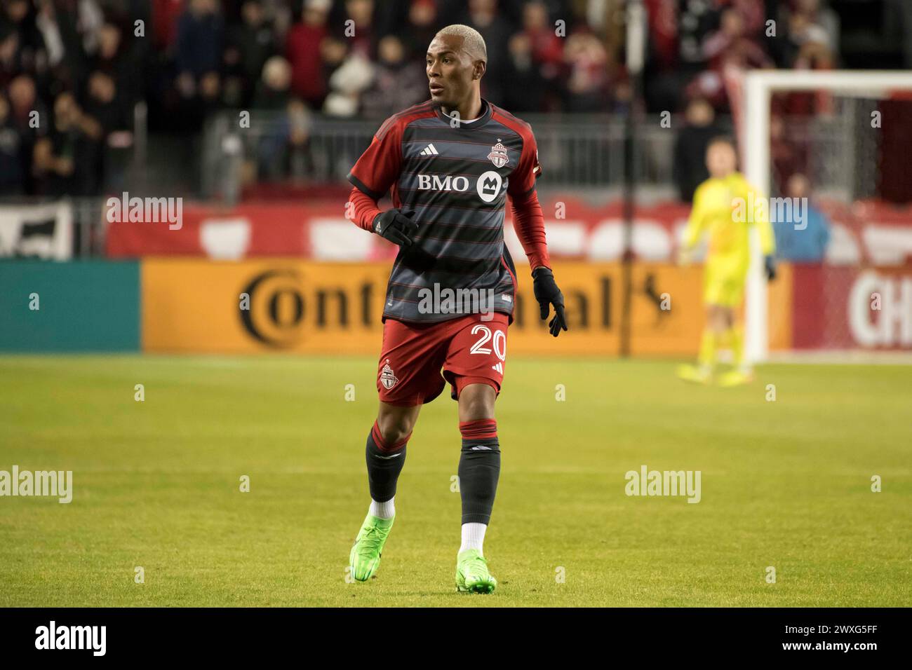 Toronto, Ontario, Kanada. 30. März 2024. Deybi Flores #20 im MLS-Spiel zwischen Toronto FC und Sporting Kansas City im BMO Field in Toronto. Das Spiel endete 1-3 (Credit Image: © Angel Marchini/ZUMA Press Wire) NUR REDAKTIONELLE VERWENDUNG! Nicht für kommerzielle ZWECKE! Stockfoto