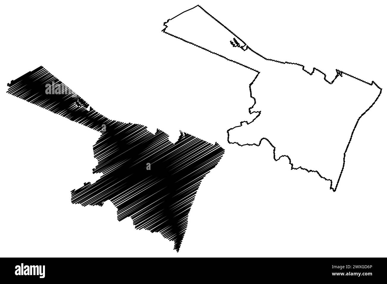 Albany City, New York (Vereinigte Staaten Städte, Vereinigte Staaten von Amerika, usa Stadt) Karte Vektorillustration, Scribble Skizze Stadt Albany Karte Stock Vektor