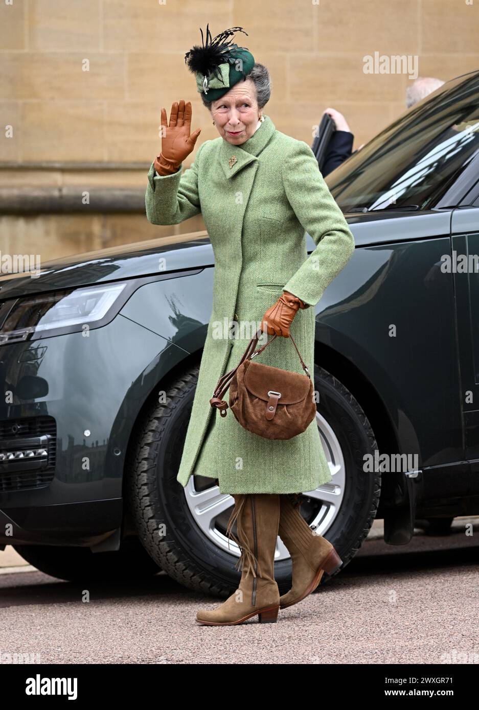 Windsor, Großbritannien. März 31 2024. Prinzessin Anne besuchte am Ostersonntag den Ostermattingottesdienst in der St. George’s Chapel auf Windsor Castle. Quelle: Doug Peters/EMPICS/Alamy Live News Stockfoto