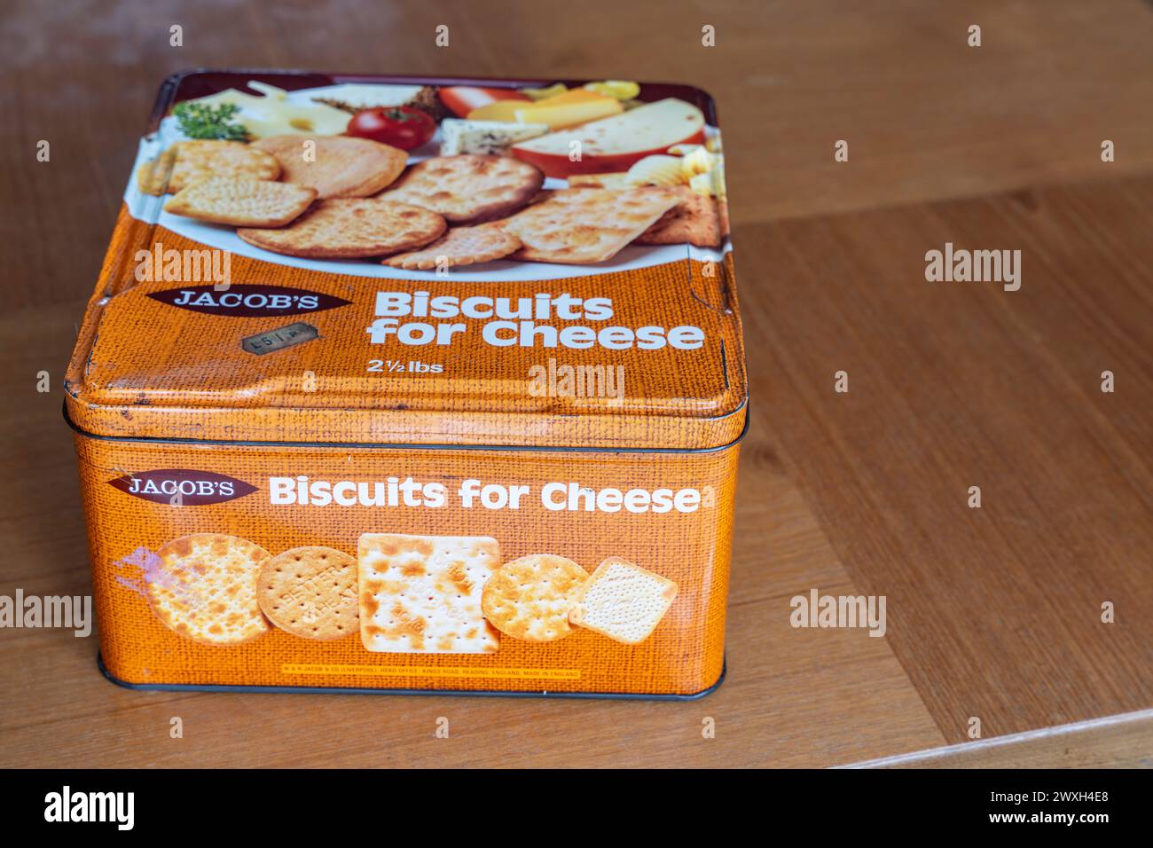 Vintage Keksdose aus den 1970er Jahren - Jacob's Kekse für Käse Stockfoto