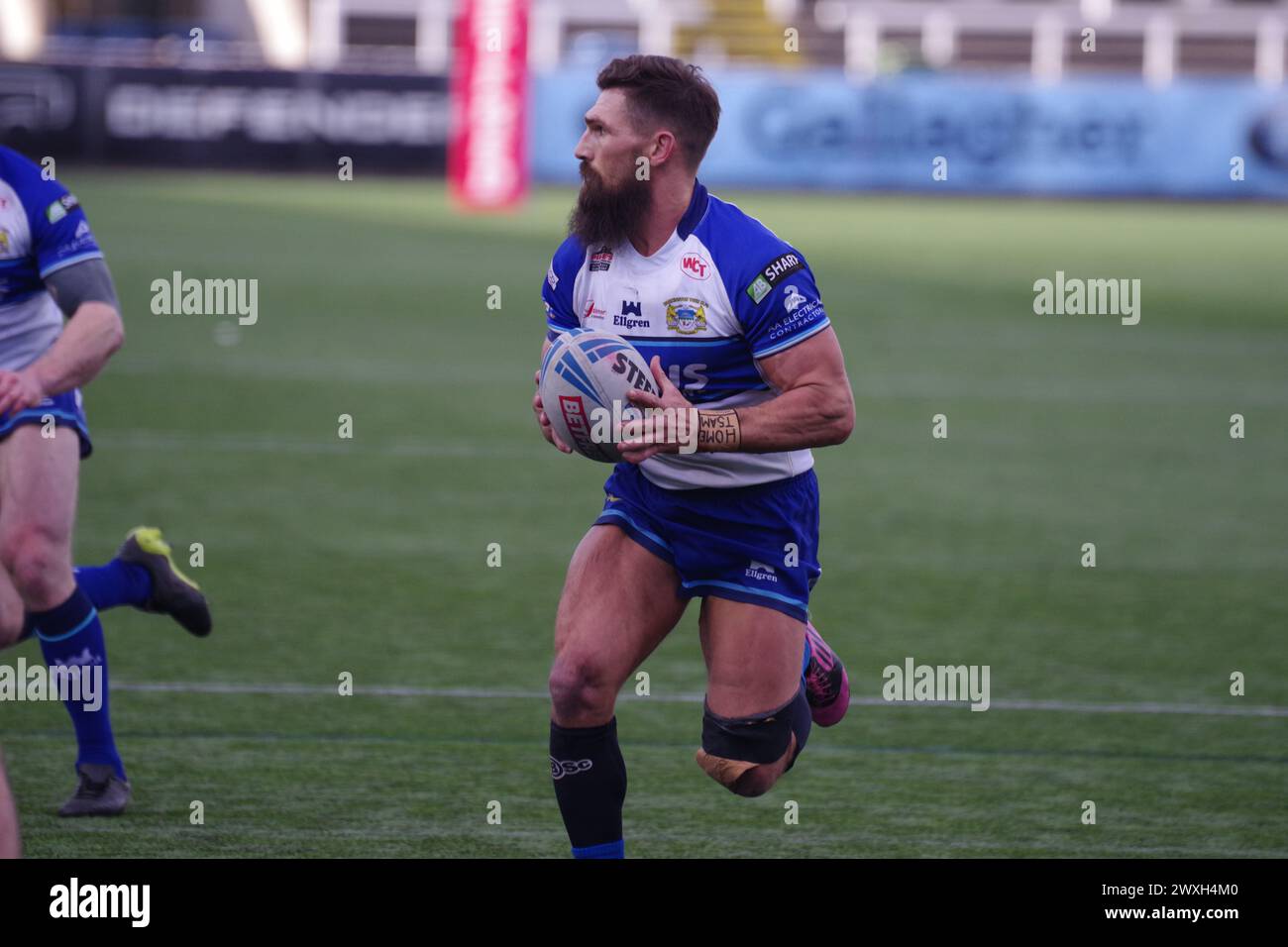 Newcastle upon Tyne, 30. März 2024. Jarrod Sammut spielte für Workington Town während eines League-1-Spiels gegen Newcastle Thunder im Kingston Park. Quelle: Colin Edwards Stockfoto