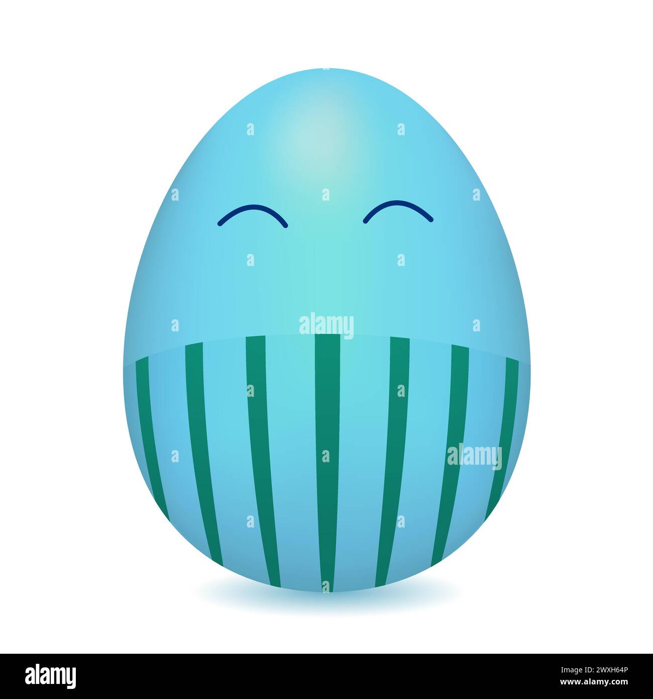 Anthropomorphe Happy Easter Ei-männliche Cyan-Farbe mit gestreifter Hose. Vektorfarbzeichnung. Stock Vektor