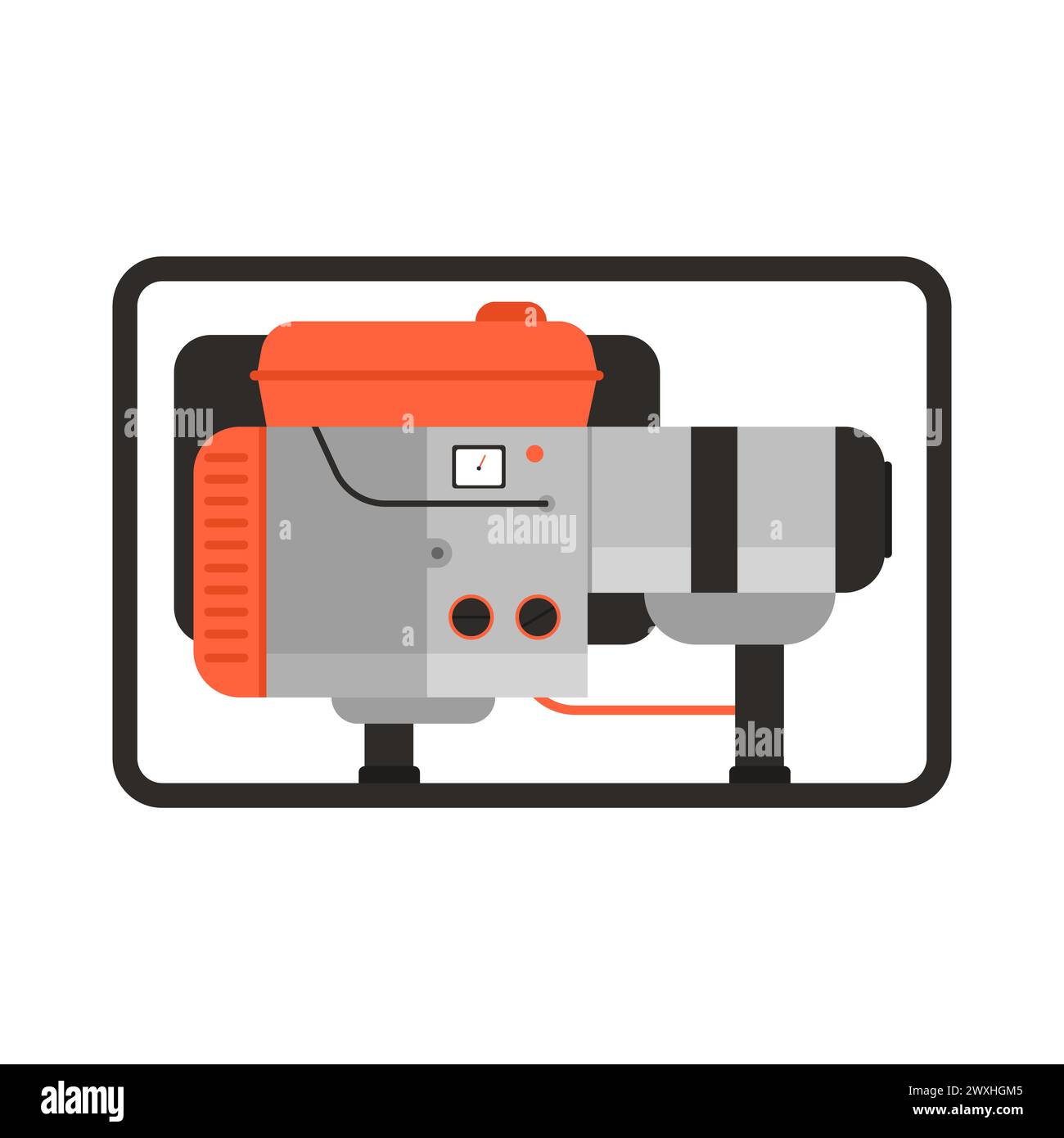 Elektrogenerator. Tragbarer Benzingenerator, industrielle Stromerzeuger Cartoonvektorillustration Stock Vektor