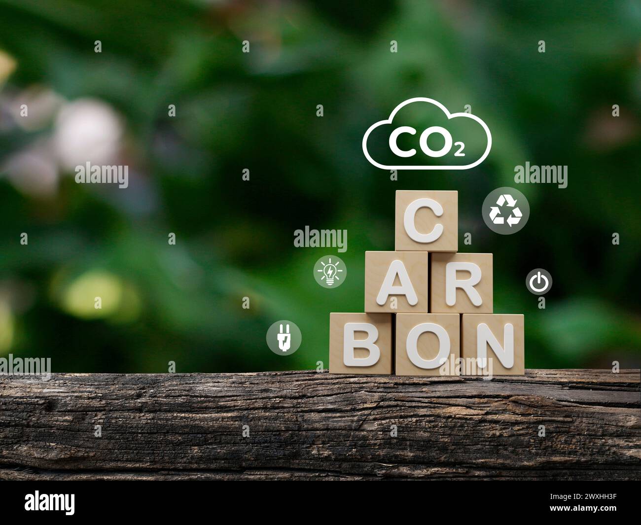 CO2-neutrale Konzepte und Konzepte für Null-Emissionen. Natürliche Umwelt Eine klimaneutrale langfristige Strategie Ziele für die Treibhausgasemissionen. Grünes Netz c Stockfoto