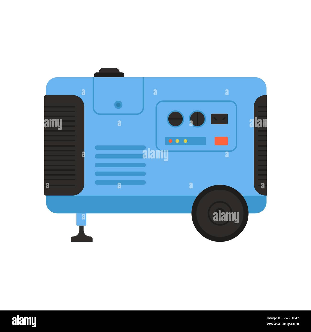 Ladetransformator für elektrischen Generator. Tragbarer Benzingenerator, industrielle Stromerzeuger Cartoonvektorillustration Stock Vektor