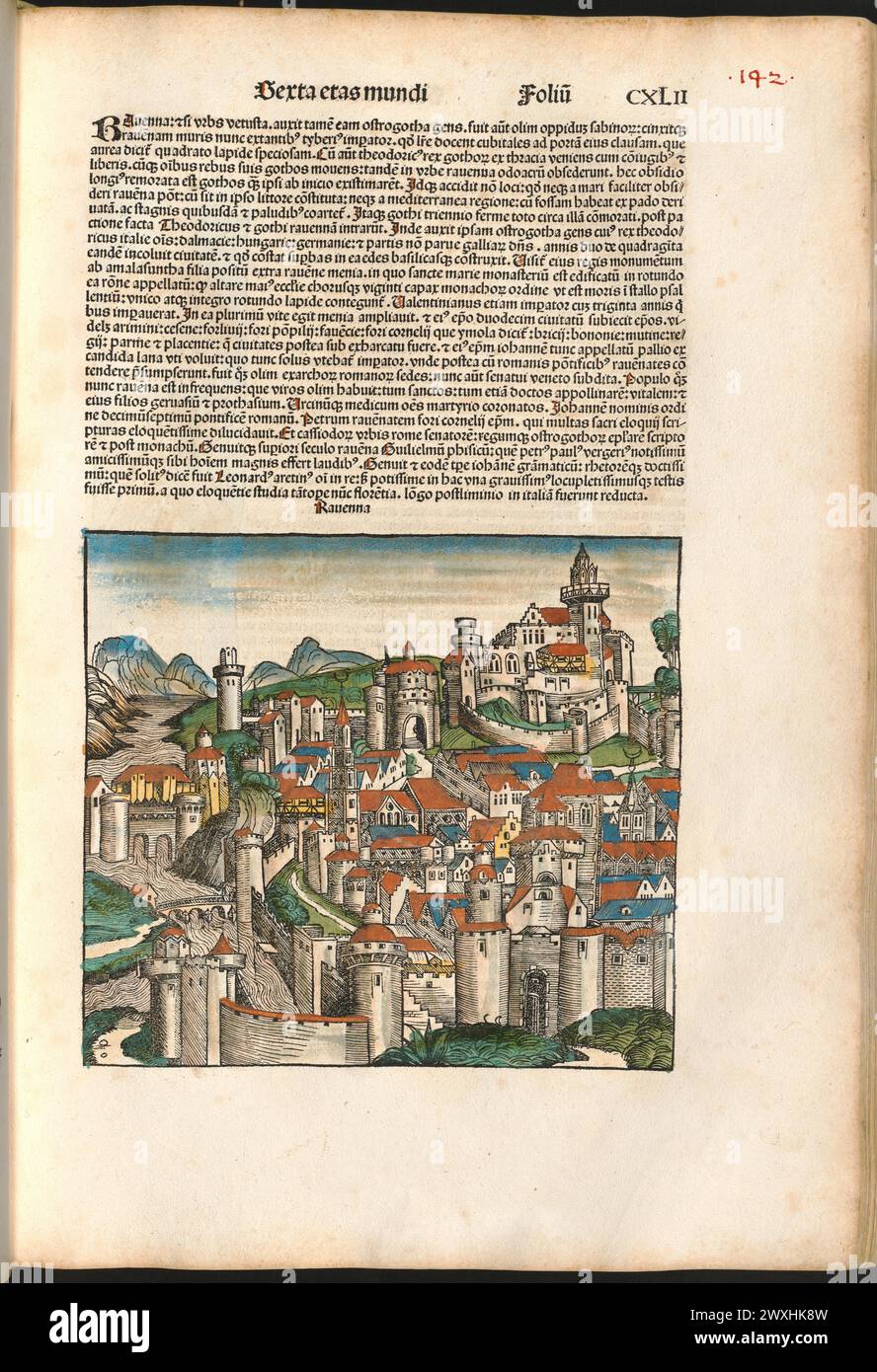 Holzschnitt von Nürnberg aus der Nürnberger Chronikstadt Ravenna 1493 Stockfoto