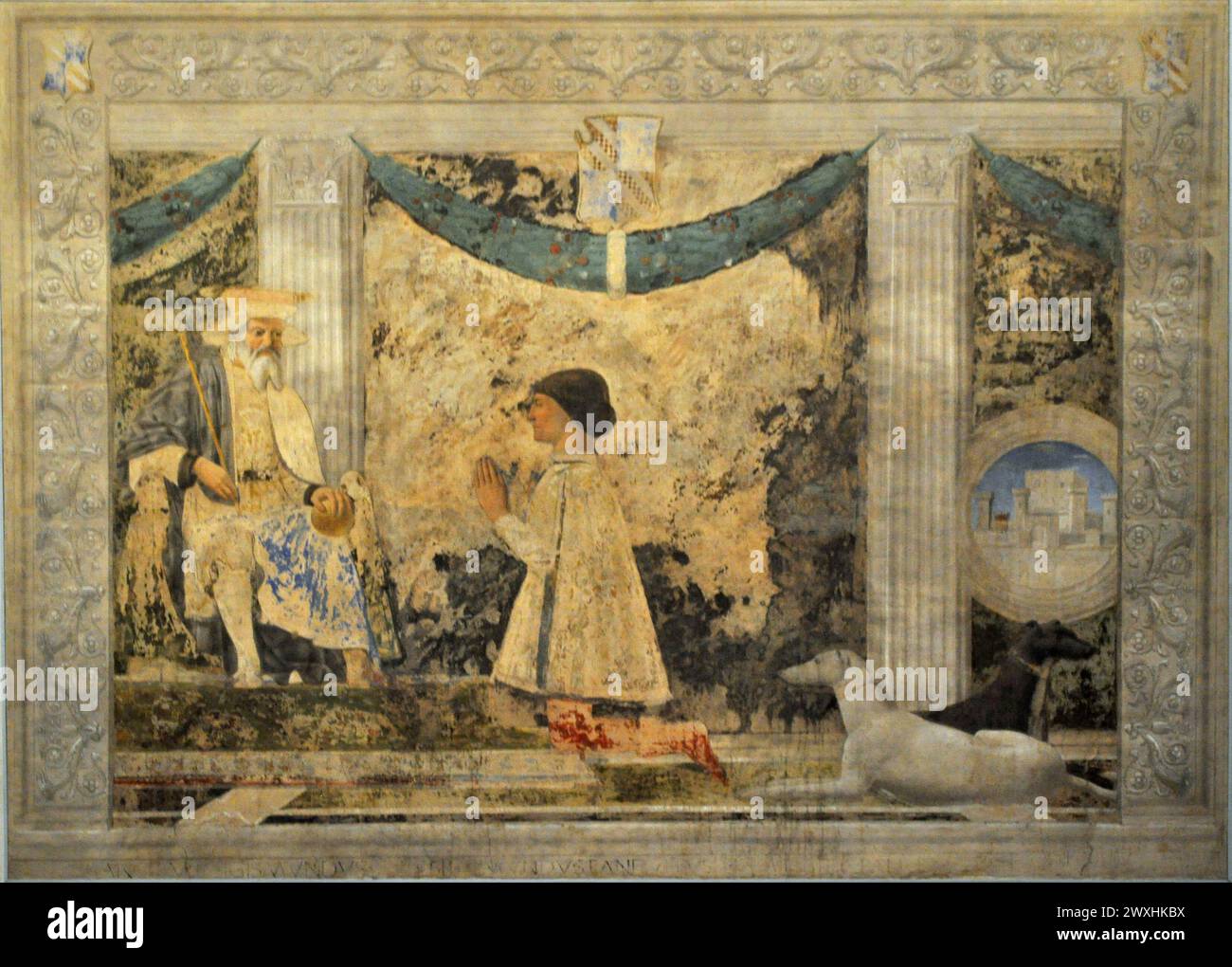 Sigismondo Pandolfo Malatesta kniet vor St. Sigismund (1451) Piero della Francesca - Stockfoto