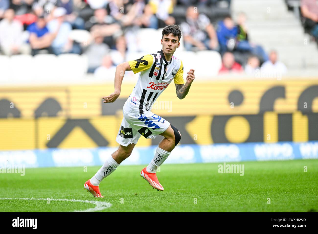 Raiffeisen Arena Linz, AUT, Admiral Bundesliga, LASK Linz vs SK, Österreich. 31. März 2024. Klagenfurt, im Bild Lucas Fernando Copado Schrobenhauser (LASK) .// Admiral Bundesliga Spiel zwischen LASK Linz und SK Austria Klagenfurt in Linz, Österreich am 2024.03.31. - 20240331 PD4811 Credit: APA-defacto Datenbank und Contentmanagement GmbH/Alamy Live News Stockfoto