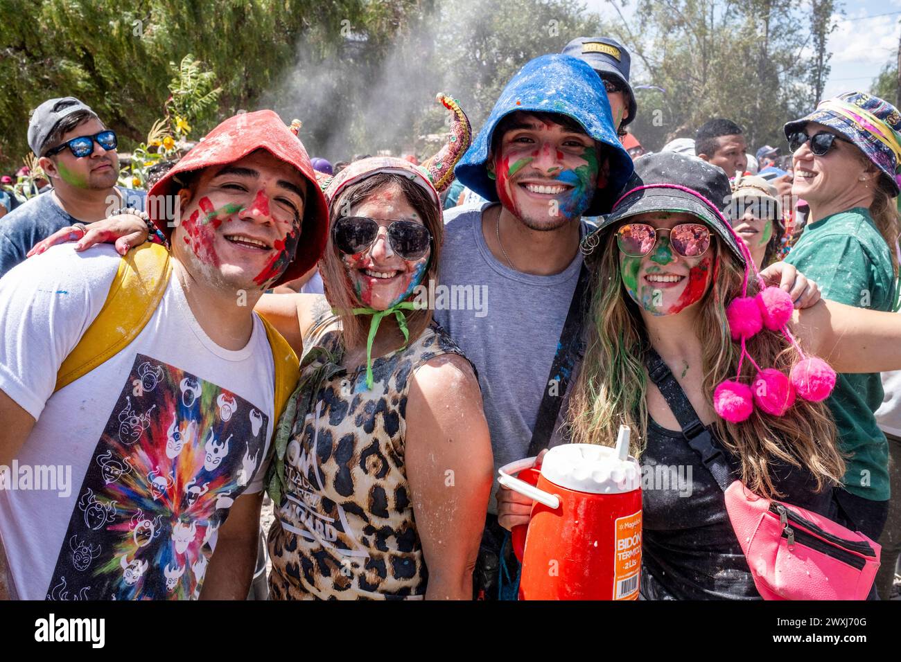 Karnevalsfeiern Beim Jährlichen Karneval In Tilcara, Provinz Jujuy, Argentinien. Stockfoto