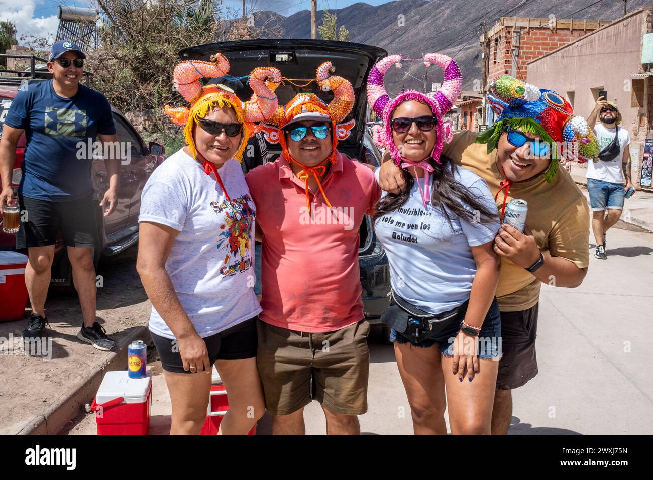 Karnevalsfeiern Beim Jährlichen Karneval In Tilcara, Provinz Jujuy, Argentinien. Stockfoto