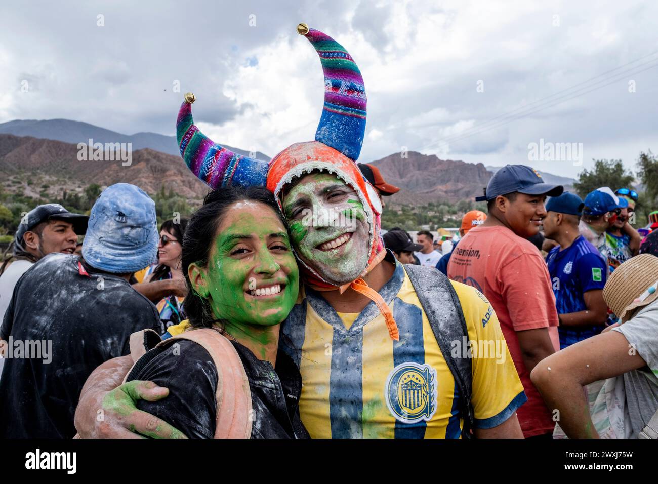 Karnevalsfeiern Beim Jährlichen Karneval In Tilcara, Provinz Jujuy, Argentinien. Stockfoto