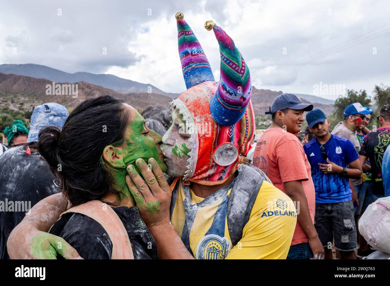 Karnevalsfeiern Beim Jährlichen Karneval In Tilcara, Provinz Jujuy, Argentinien. Stockfoto