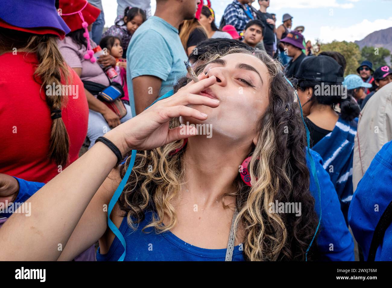Karnevalsfeiern Beim Jährlichen Karneval In Tilcara, Provinz Jujuy, Argentinien. Stockfoto