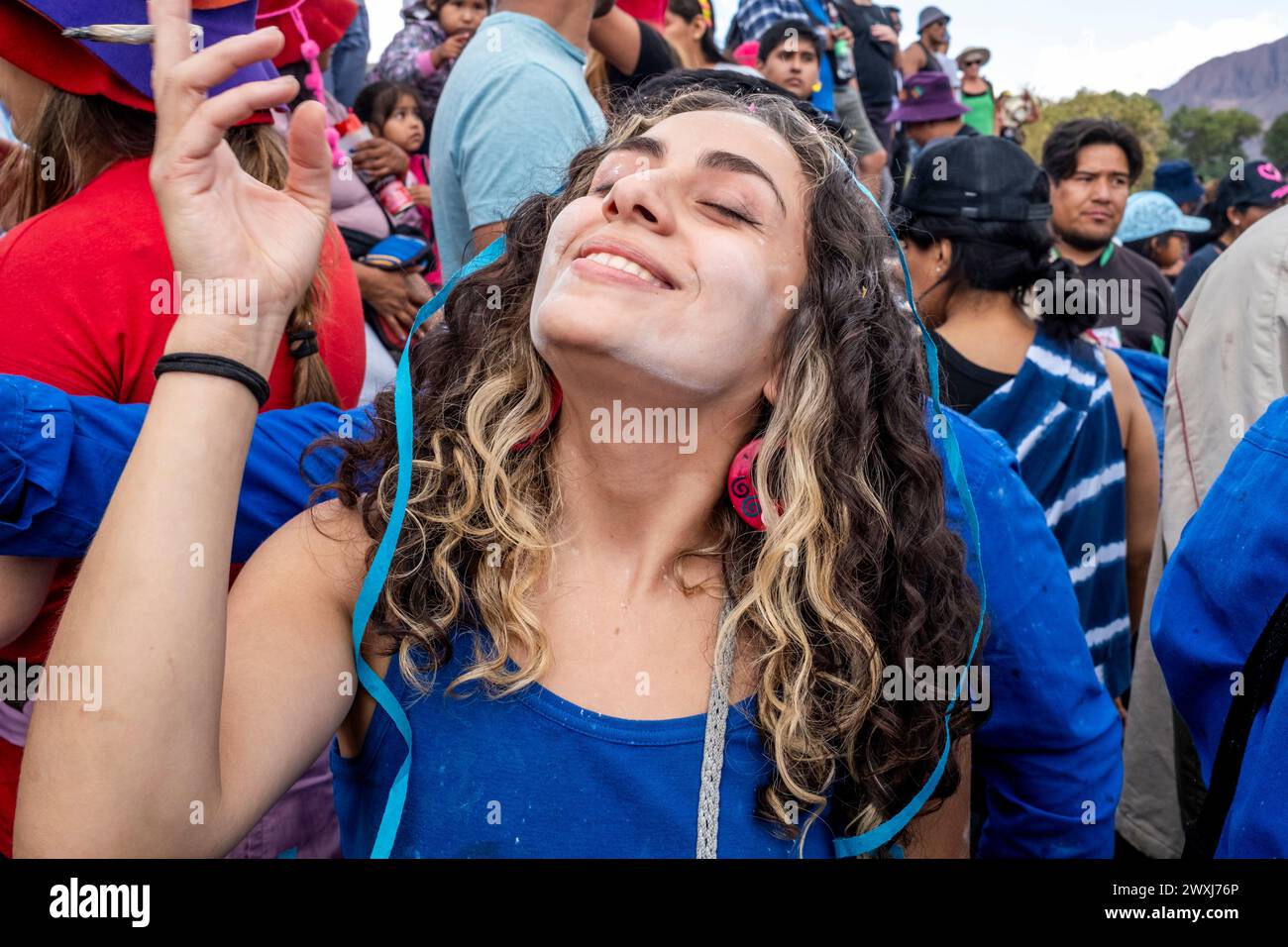 Karnevalsfeiern Beim Jährlichen Karneval In Tilcara, Provinz Jujuy, Argentinien. Stockfoto