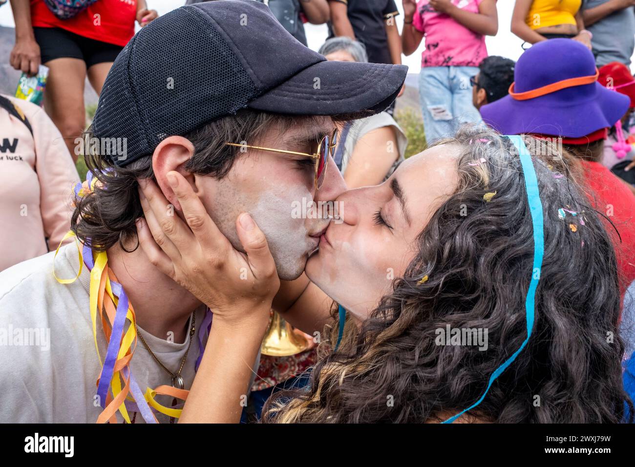 Karnevalsfeiern Beim Jährlichen Karneval In Tilcara, Provinz Jujuy, Argentinien. Stockfoto