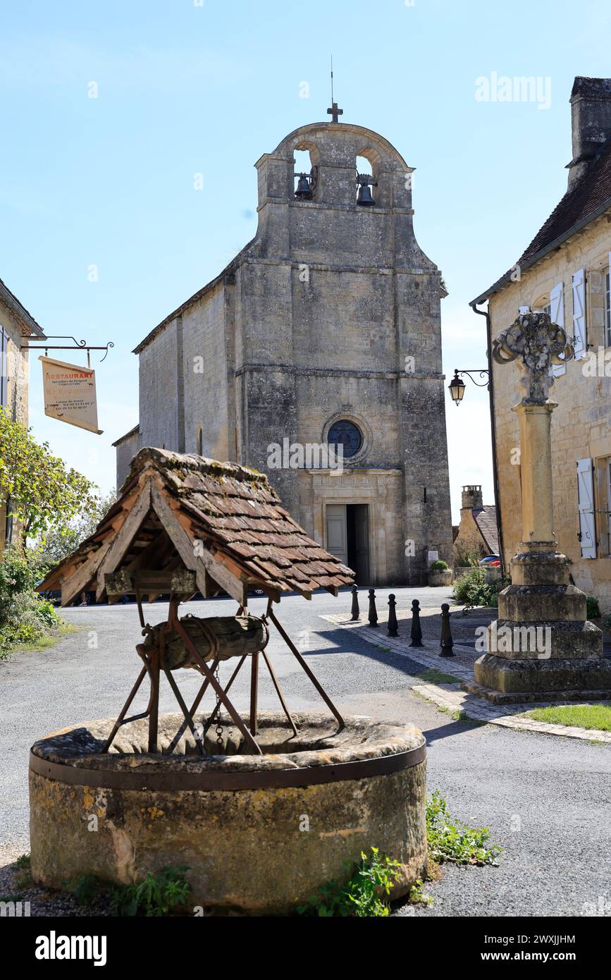 Das hübsche Dorf Fanlac liegt auf dem Gipfel der Hügel des Vézère-Tals im Périgord Noir. Das ist das Land von Jacquou-le-Croquant, Held von Stockfoto