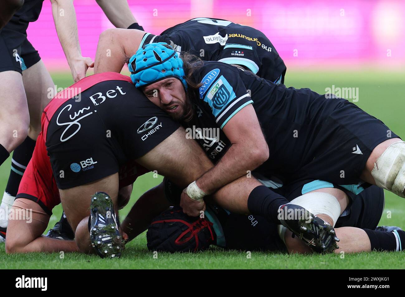 Swansea, Großbritannien. 30. März 2024. Justin Tipuric von den Ospreys in Aktion. United Rugby Championship, Ospreys gegen Emirates Lions im Stadion Swansea.com in Swansea, Südwales am Samstag, den 30. März 2024. bild von Andrew Orchard/Alamy Live News Stockfoto