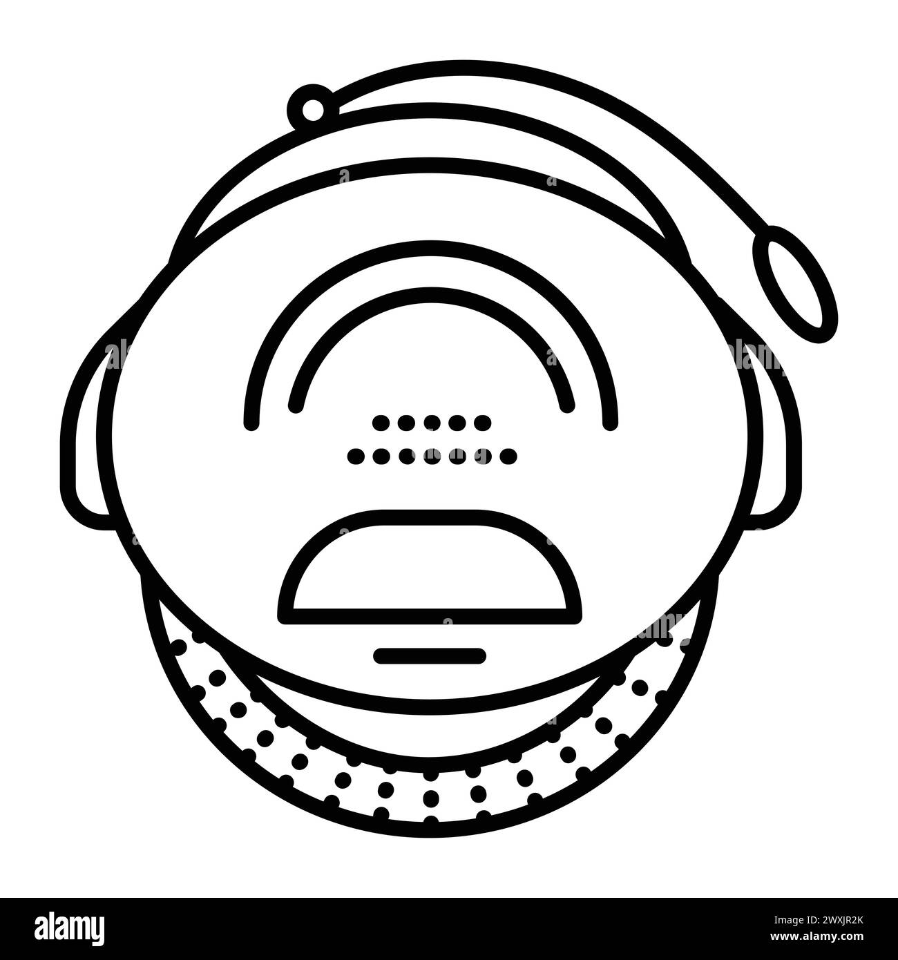 Einrad-Vektor-Symbol mit schwarzer Linie, Einrad mit Griff und Pedalen, moderner mobiler Elektrotransport Stock Vektor