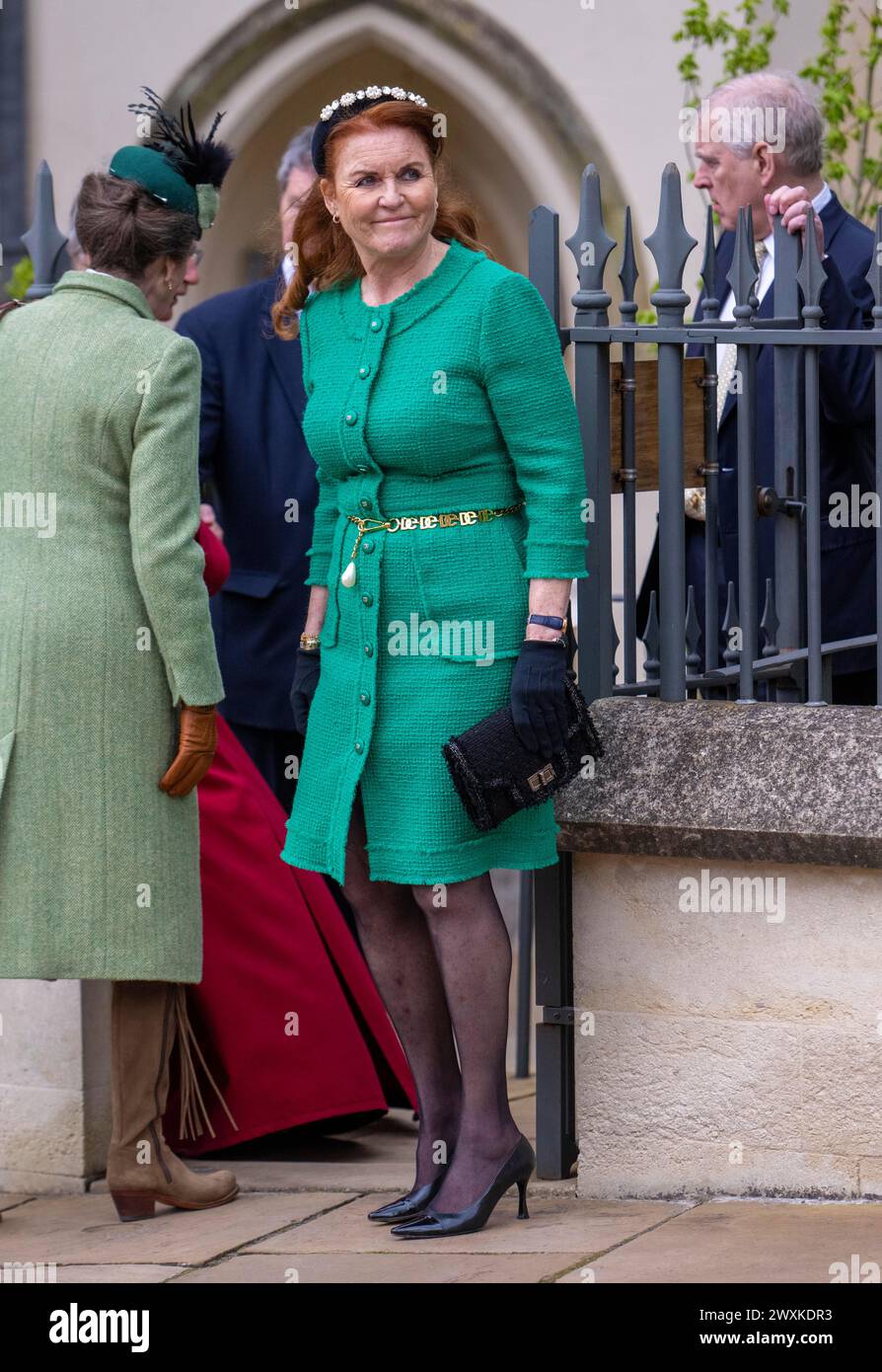 Windsor, England. UK. 31. März 2024. Sarah Ferguson, Herzogin von York, nimmt an dem traditionellen Ostergottesdienst in der St. George's Chapel in Windsor Castle Teil. Anwar Hussein/Alamy Live News Stockfoto