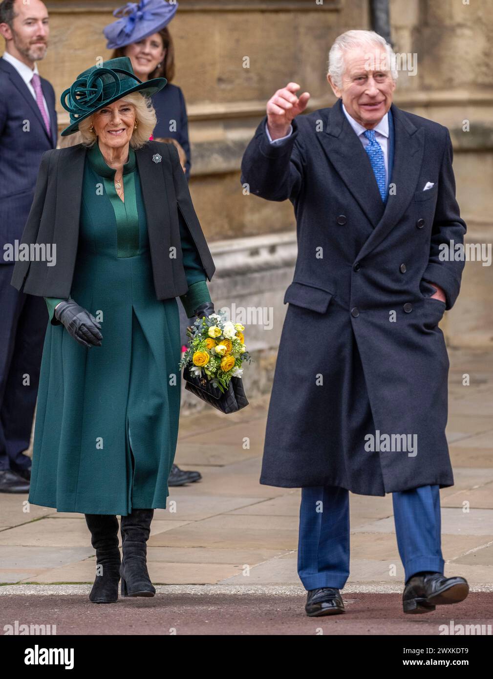 Windsor, England. UK. 31. März 2024. König Charles II und Königin Camilla besuchen den traditionellen Ostergottesdienst in der St. George's Chapel, Windsor Castle. Anwar Hussein/Alamy Live News Stockfoto